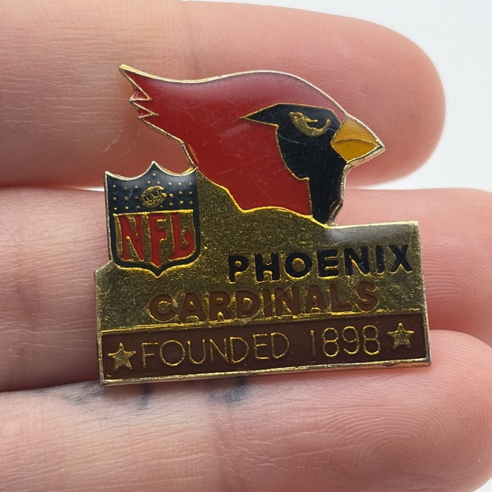 Vintage NFL Phoenix Cardinals Mascot Logo Football Founded 1898 Hat Pin
